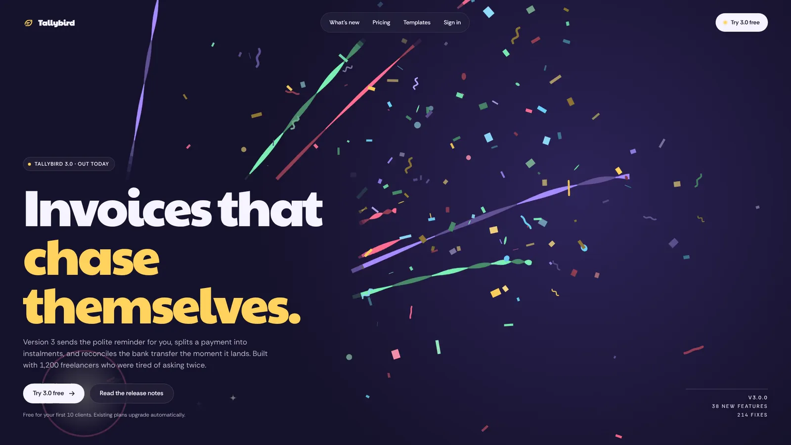 Confetti Launch Hero: example result 1