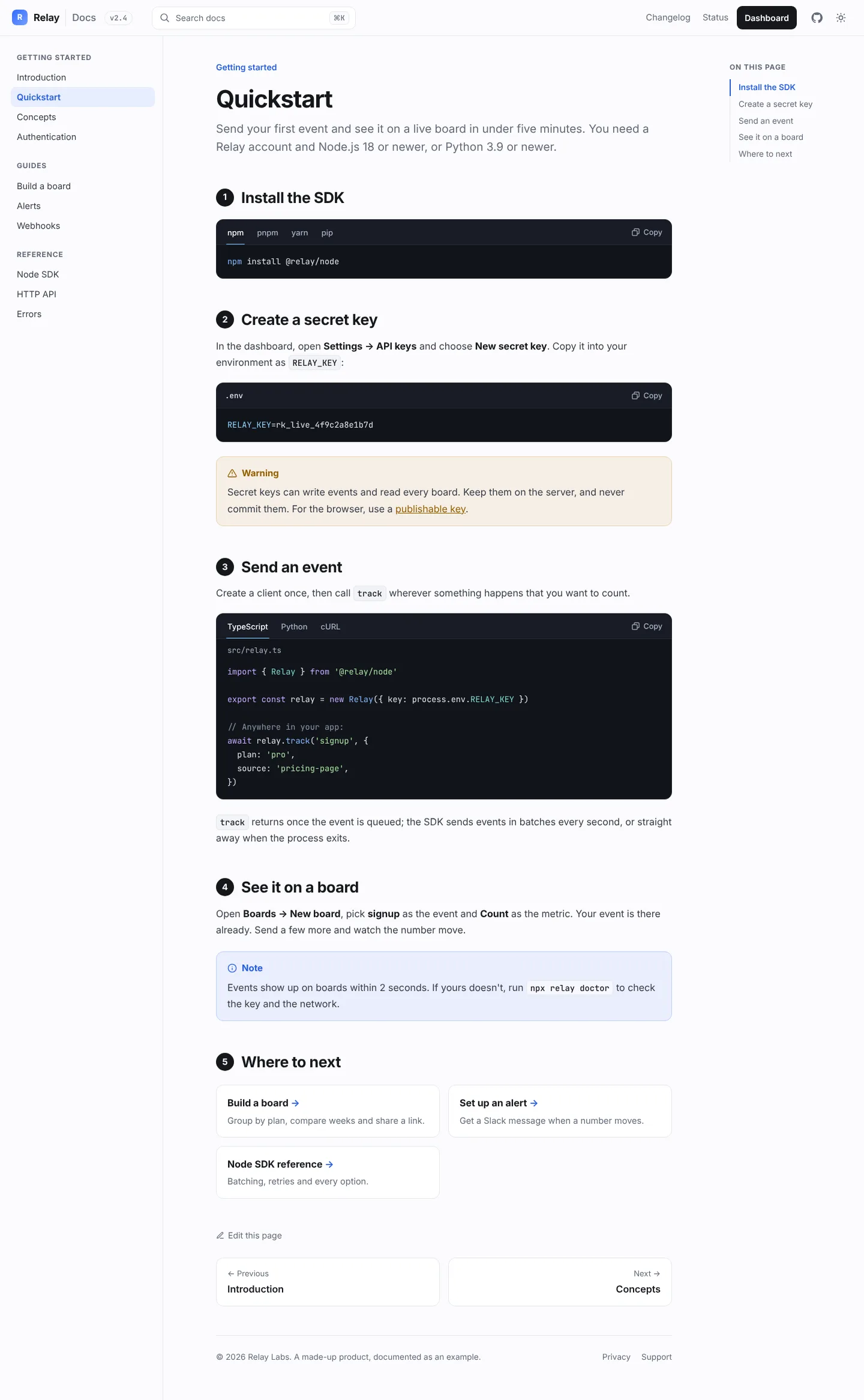 Docs Starter: full page