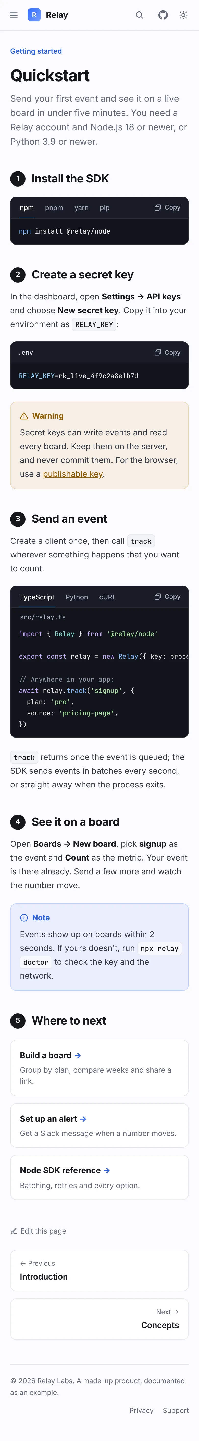 Docs Starter: mobile layout