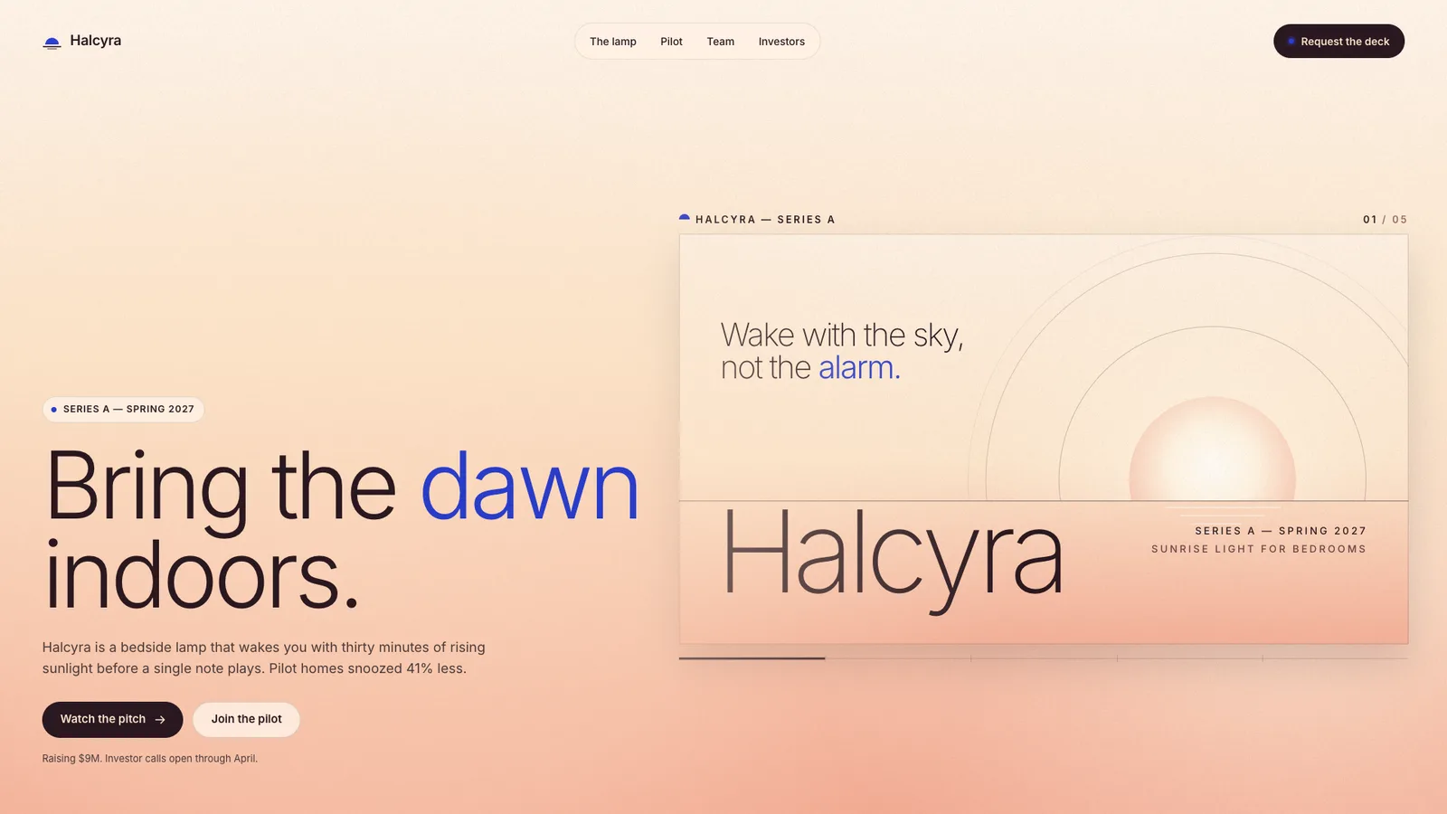 Halcyra: poster frame of the Sunrise Pitch Hero example