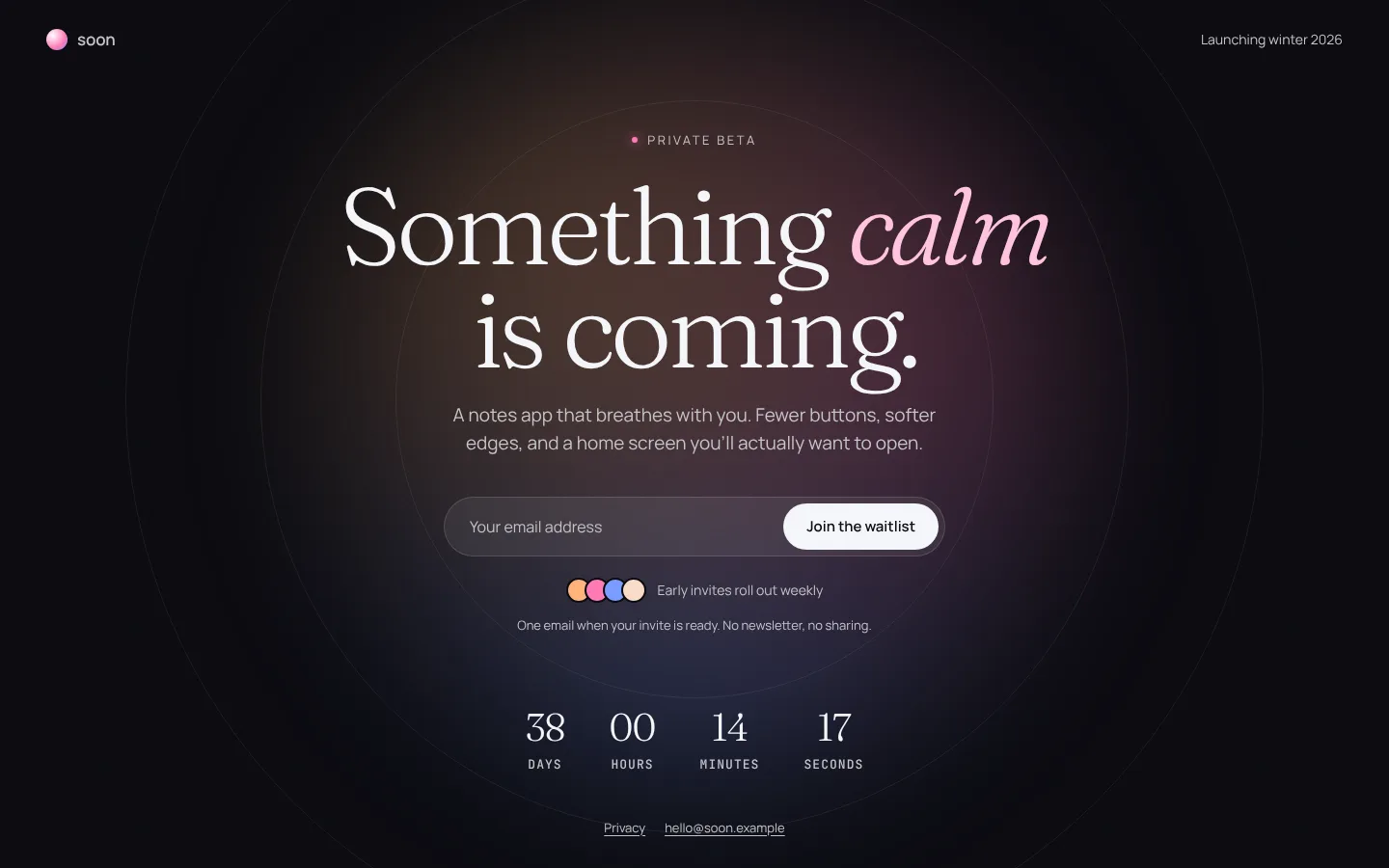 Waitlist Glow: full page