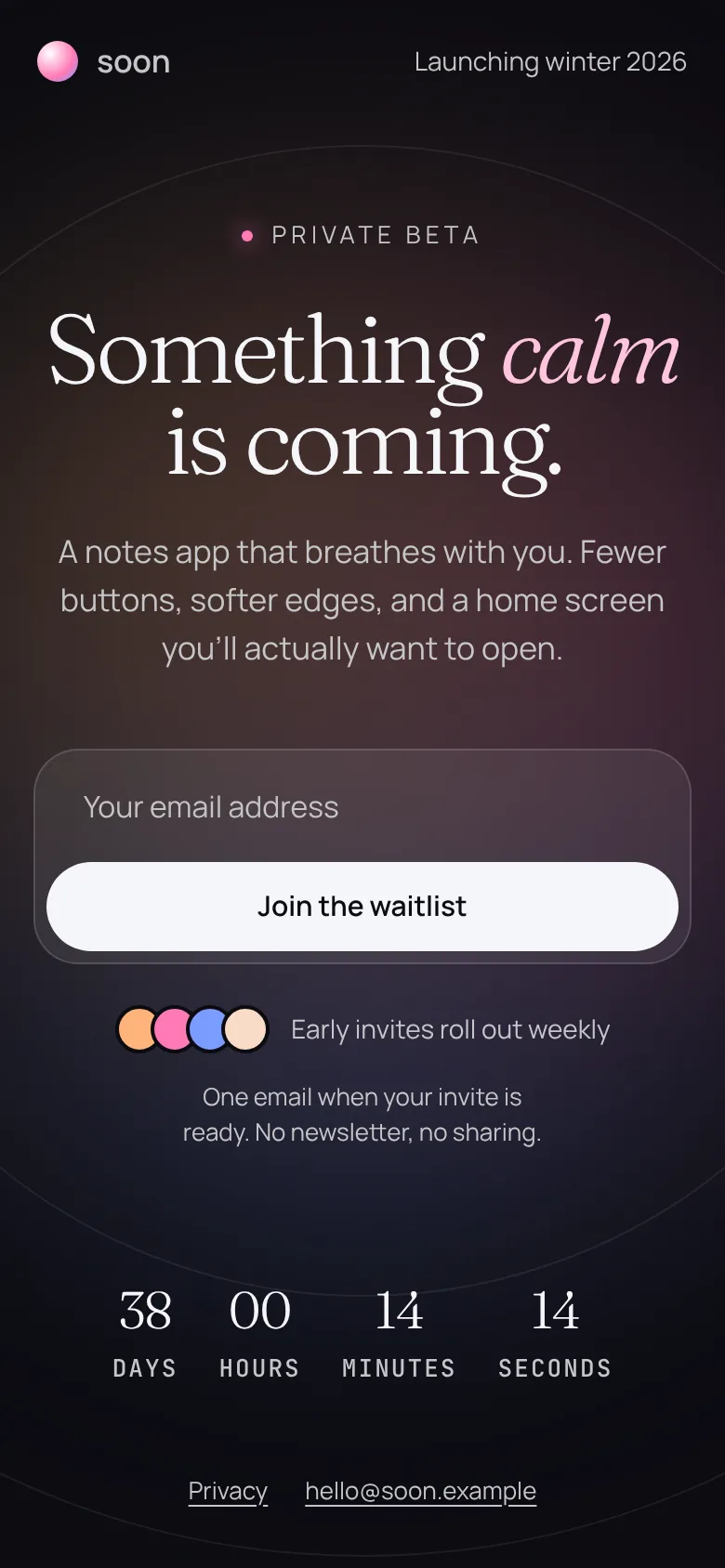 Waitlist Glow: mobile layout